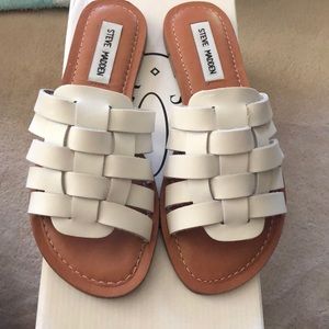 New white and brown Steve Madden sandals